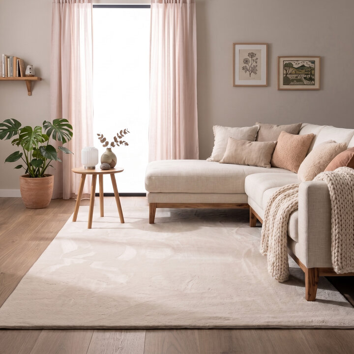 Flauschiger Teppich - Cozy Creme