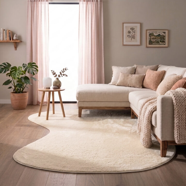 Flauschiger Teppich - Cozy Ripple Creme