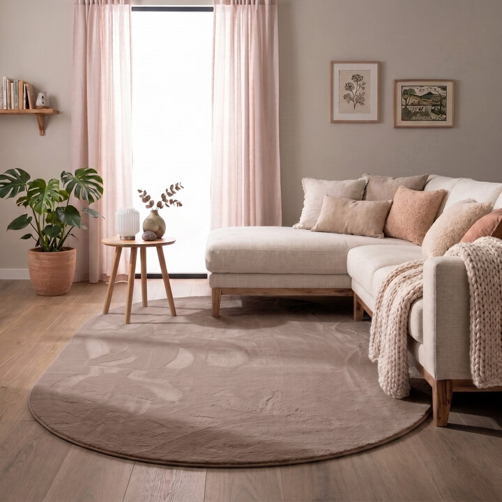 Flauschiger Teppich Oval - Cozy Taupe