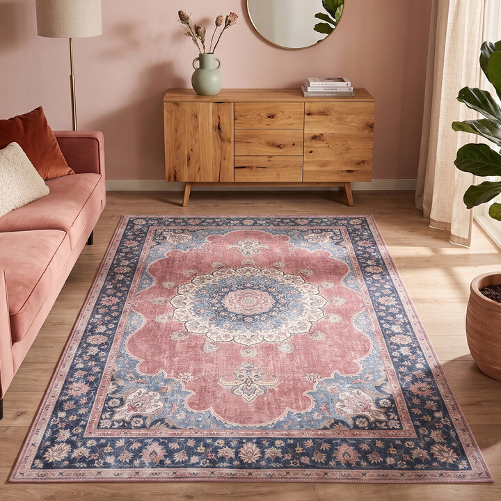 Teppich Vintage - Lily Medaillon Rot Rosa