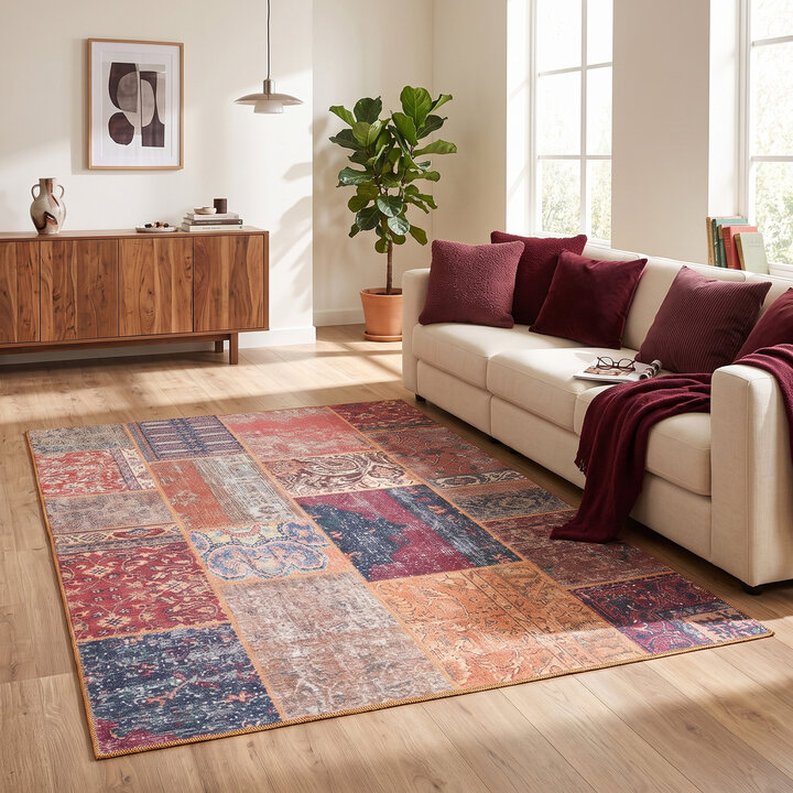 Teppich Patchwork - Moods Rot No.16