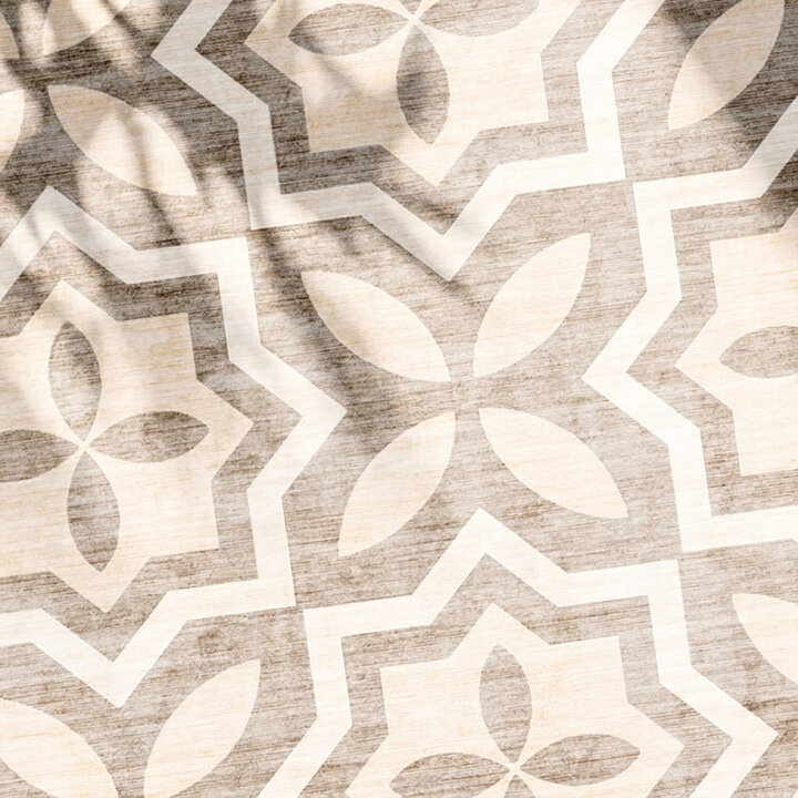 Geometrischer Outdoor Teppich - Mosaic Medina Creme