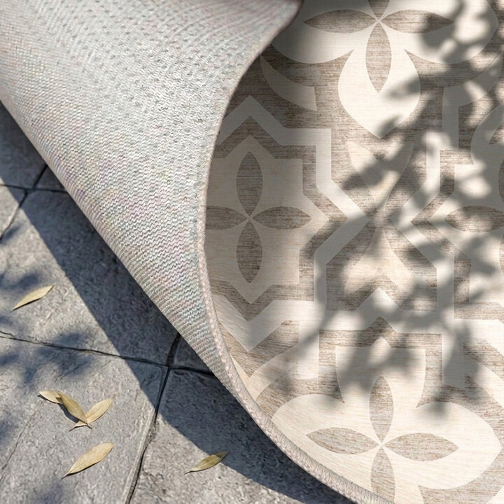 Geometrischer Outdoor Teppich - Mosaic Medina Creme
