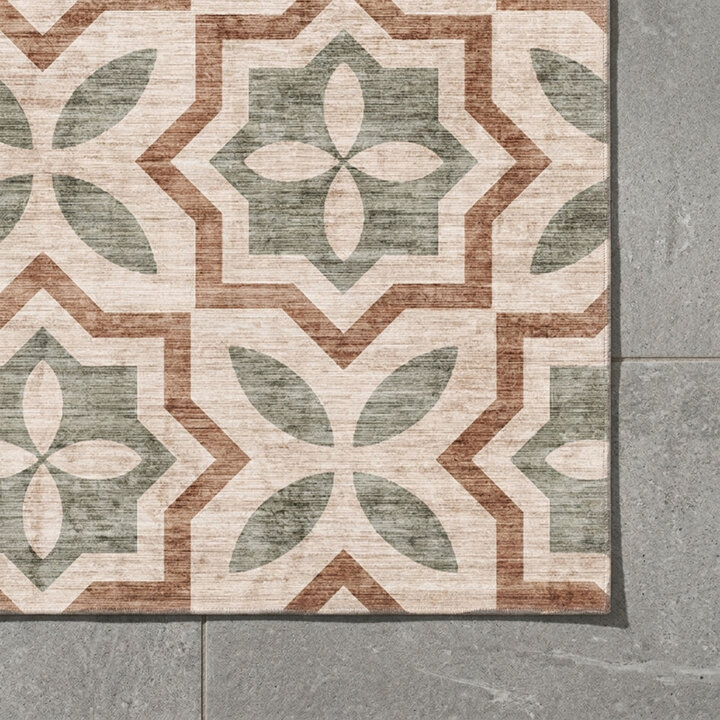 Geometrischer Outdoor Teppich - Mosaic Medina Grün