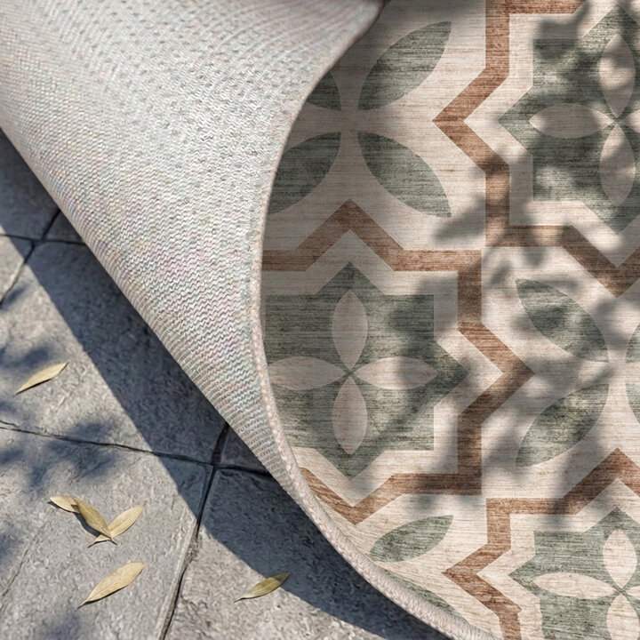 Geometrischer Outdoor Teppich - Mosaic Medina Grün