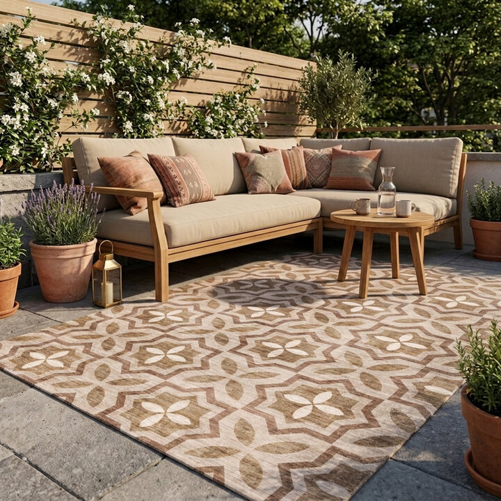 Geometrischer Outdoor Teppich - Mosaic Medina Terra