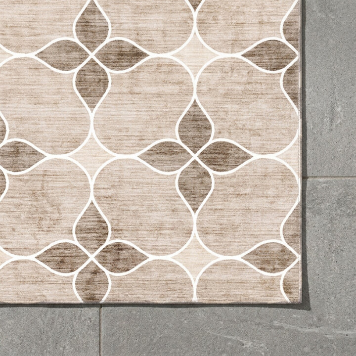 Geometrischer Outdoor Teppich - Mosaic Dot Creme