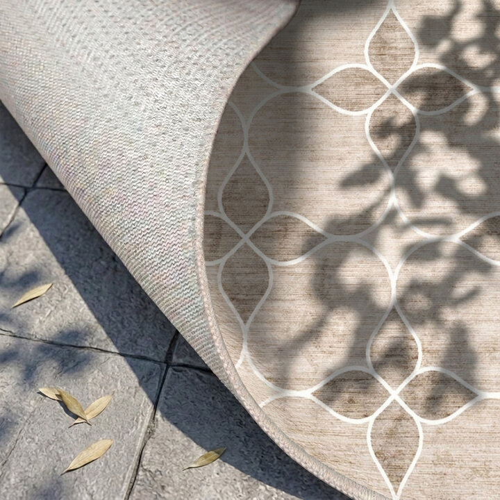 Geometrischer Outdoor Teppich - Mosaic Dot Creme