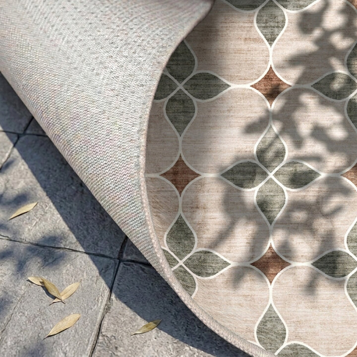 Geometrischer Outdoor Teppich - Mosaic Dot Grün