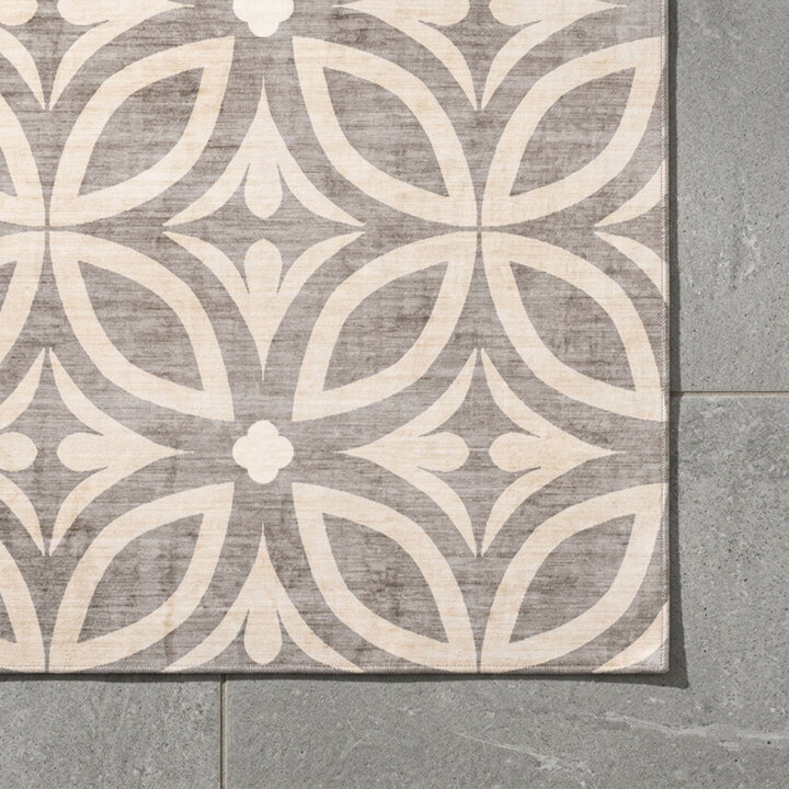 Geometrischer Outdoor Teppich - Mosaic Petal Creme