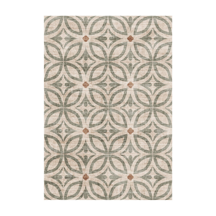 Geometrischer Outdoor Teppich - Mosaic Petal Grün