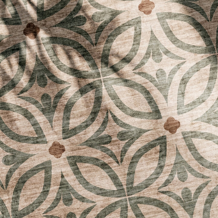 Geometrischer Outdoor Teppich - Mosaic Petal Grün