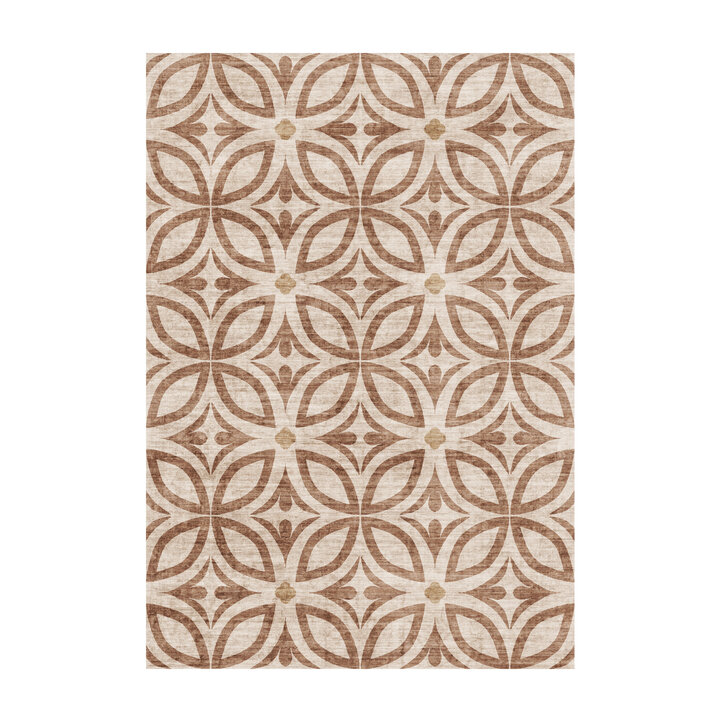 Geometrischer Outdoor Teppich - Mosaic Petal Terra