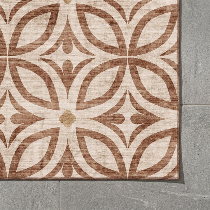 Geometrischer Outdoor Teppich - Mosaic Petal Terra