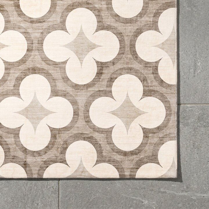 Geometrischer Outdoor Teppich - Mosaic Clover Creme