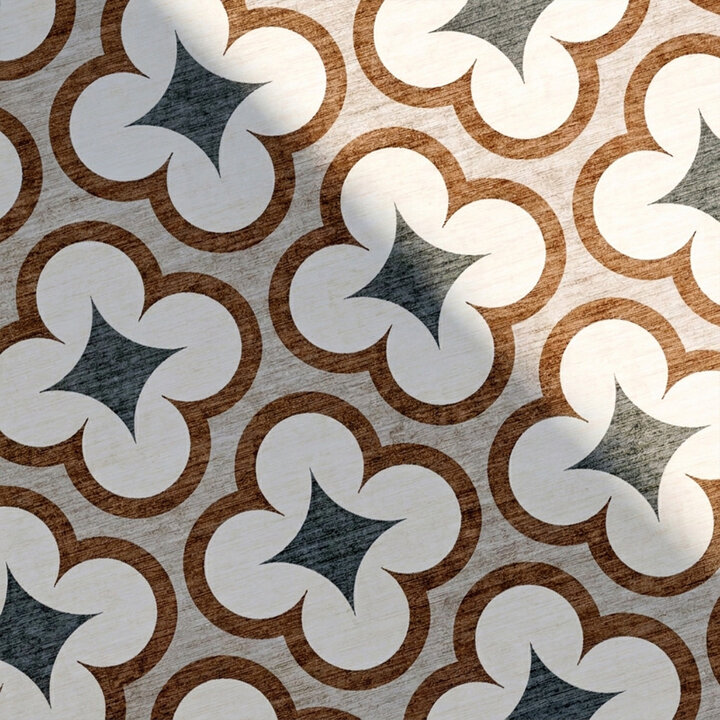 Geometrischer Outdoor Teppich - Mosaic Clover Grün