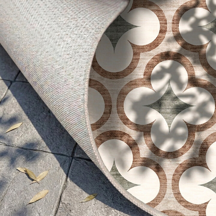 Geometrischer Outdoor Teppich - Mosaic Clover Grün