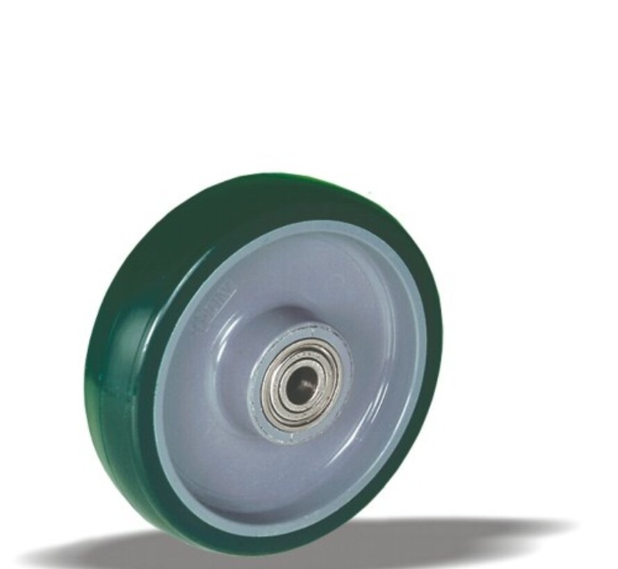 Wheel 125 mm, polyurethane, ball bearing, axle hole 12 mm, 200 kg, Art. 2-050-25K