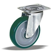 LIV SYSTEMS Lenkrolle 100 mm, Polyurethan, Rollenlager, Platte 105x85 mm, 150 kg