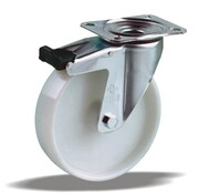 LIV SYSTEMS Swivel castor with brake + solid polypropylene wheel Ø80 x W35mm for 100kg