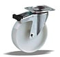 Swivel castor with total brake 125 mm, polyamide, roller bearing, plate 105x85 mm, 250 kg, Art. 2-723 A, wheel centre white