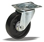 Rueda giratoria 108 mm, polipropileno, rodamiento de rodillos, platina 105x85 mm, 150 kg, Ref. 2-715 ISO, centro de rueda negro