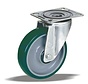 Swivel castor + injection-moulded polyurethane tread Ø100 x W32mm for 150kg Prod ID: 41364