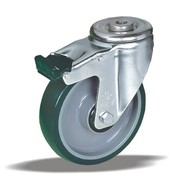 LIV SYSTEMS Swivel castor with brake + injection-moulded polyurethane tread Ø100 x W32mm for 150kg