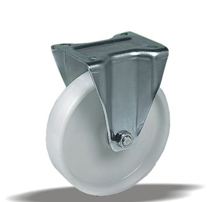 acier inoxydable roulette fixe + Roue en polyamide solide Ø100 x W35mm pour 200kg Prod ID: 41263