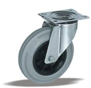 LIV SYSTEMS Vrtljivo kolo 180 mm iz nerjavnega jekla, siva guma, 200 kg