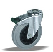 LIV SYSTEMS Roulette pivotante avec frein + pneu en caoutchouc gris Ø100 x W32mm pour 80kg