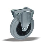 LIV SYSTEMS Fiksno kolo 125 mm iz nerjavnega jekla, siva guma, drsni ležaj, 130 kg