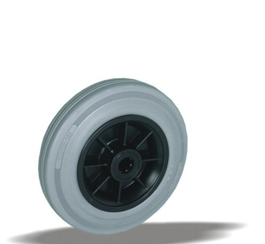 Estándar rueda + neumático de goma gris Ø80 x W30mm para 65kg Prod ID: 38863