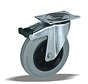 Swivel castor with total brake 125 mm, grey rubber, plain bearing, plate 105x85 mm, 130 kg, Art. 2-937 ISO