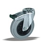 standard Swivel castor with brake + grey rubber tyre Ø125 x W37mm for  130kg Prod ID: 38615