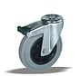 Rueda giratoria con freno total 180 mm, goma gris, cojinete liso, agujero pasante 12,5 mm, 200 kg, Ref. 2-991 L12