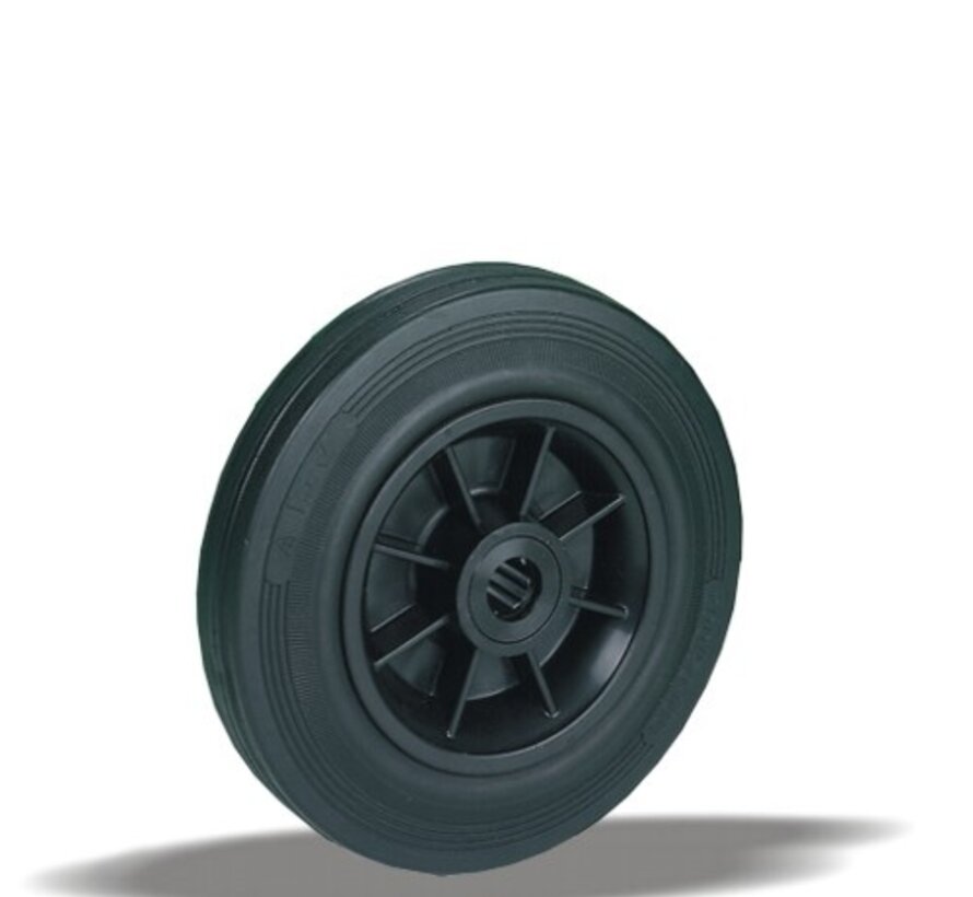 transport wheel + black rubber tread Ø80 x W30mm for 65kg Prod ID: 30205
