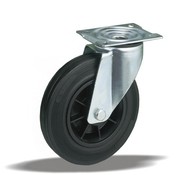 LIV SYSTEMS Vrtljivo transportno kolo 180 mm, črna guma, plošča 135x110 mm, 200 kg