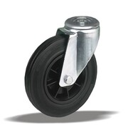 LIV SYSTEMS Vrtljivo transportno kolo 125 mm, črna guma, valjčni ležaj, 130 kg