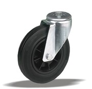 LIV SYSTEMS Rouleau de transport orientable + pneu en caoutchouc noir Ø200 x W50mm pour 230kg