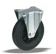 LIV SYSTEMS ruota da trasporto fisso + pneumatico in gomma nera Ø80 x W30mm per 65kg