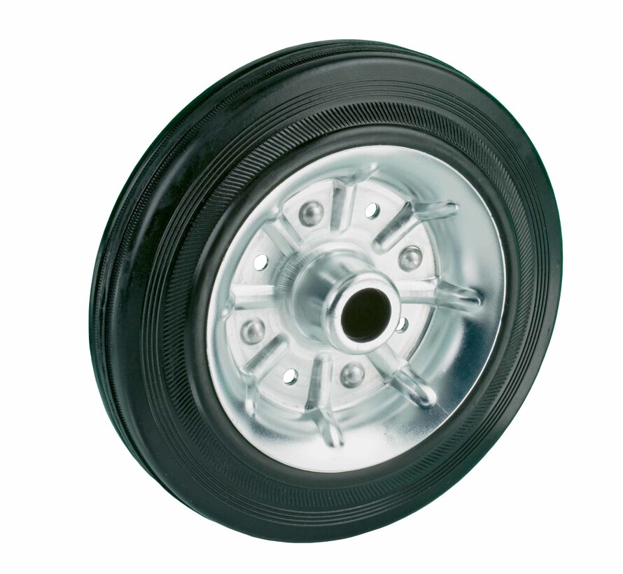 transport wheel + black rubber tread Ø80 x W30mm for 65kg Prod ID: 62371