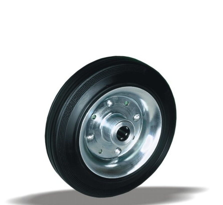 standard transport wheel + black rubber tyre Ø200 x W50mm for  230kg Prod ID: 33494