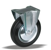 LIV SYSTEMS ruota da trasporto fisso + pneumatico in gomma nera Ø150 x W40mm per 170kg