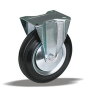 LIV SYSTEMS Transport-Bockrolle 180 mm, Gummi schwarz, Platte 135x110 mm, 200 kg
