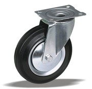 LIV SYSTEMS Vrtljivo transportno kolo 100 mm, črna guma, plošča 105x85 mm, 80 kg