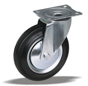 LIV SYSTEMS Rouleau de transport orientable + pneu en caoutchouc noir Ø125 x W37mm pour 130kg