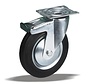 Standard Rouleau de transport orientable avec frein + pneu en caoutchouc noir Ø125 x W32mm pour 130kg Prod ID: 30304
