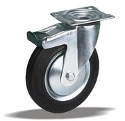 LIV SYSTEMS Rouleau de transport orientable avec frein + pneu en caoutchouc noir Ø160 x W40mm pour 180kg