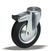 LIV SYSTEMS Swivel transport castor with brake + black rubber tread Ø80 x W30mm for 65kg